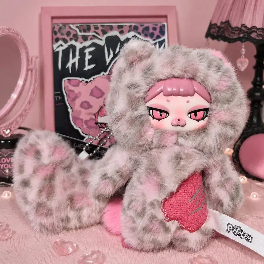 [BUNJANG] Picco The Week Thursday Leopard Cat Unique Pink Doll Keyring / 피쿠더위크 목요일 호피 고양이 유니크 핑크 인형 키링