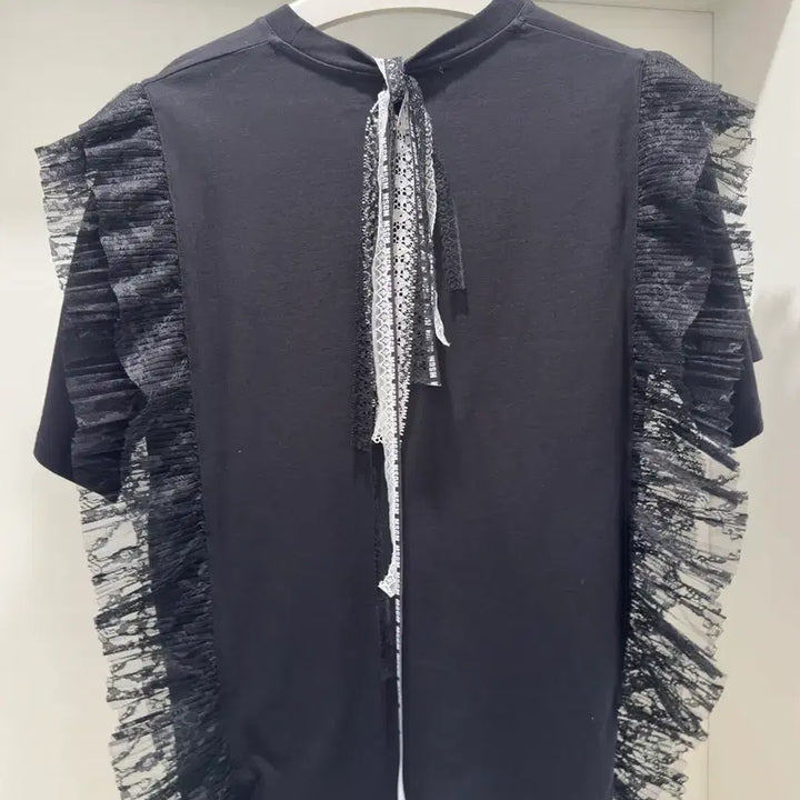 [BUNJANG] MSGM Black Lace Frill Short Sleeve T-shirt / MSGM 레이스 프릴 반팔 티셔츠 블랙