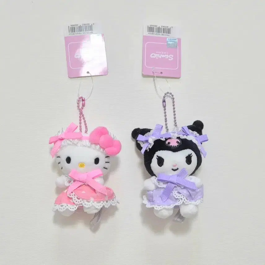 [BUNJANG] Sanrio Hello Kitty &amp; Kuromi Plush Keyring Set / (세트)산리오 헬로키티,쿠로미 인형키링
