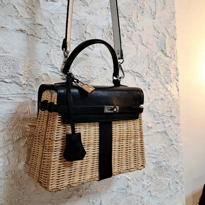 [BUNJANG] Fletter Handmade Rattan Mini Tote Bag/Crossbody Bag / 상태좋은  라탄 캘리백 (플리터제품) 핸드메이드 미니토트백