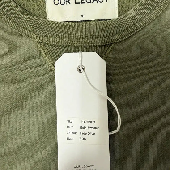 [BUNJANG] Our Legacy Fade Olive Bulk Sweatshirt Size 46 / 아워레가시 페이드 올리브 벌크 스웻셔츠 46사이즈