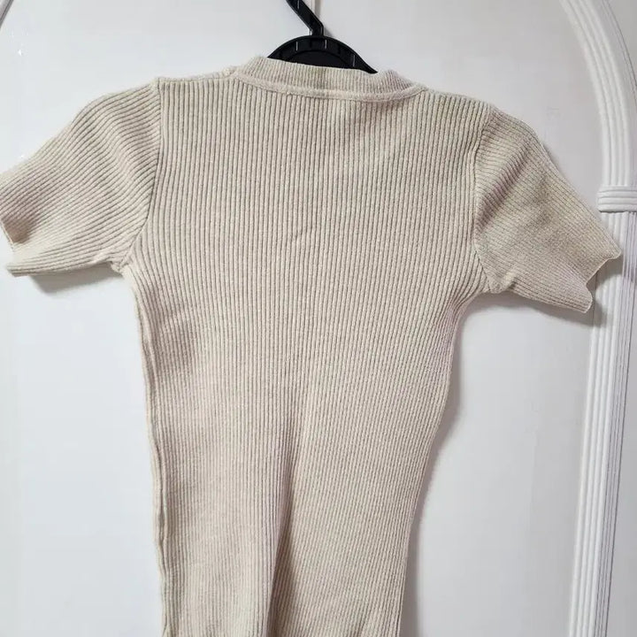 [BUNJANG] Beige Ribbed Short Sleeve T-Shirt / 베이지  골지 반팔 티셔츠