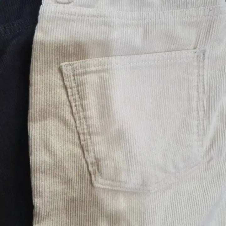 [BUNJANG] Corduroy Cargo Pants Black/Ivory / 코듀로이 카고 바지 블랙/아이보리