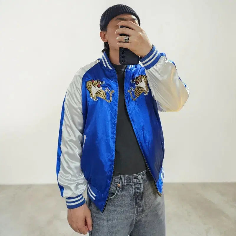 [BUNJANG] Reversible Sukajan Jacket (Tiger, Dragon, Eagle Embroidery) / JPN 스카쟌 벨벳 양면 자켓 M0384