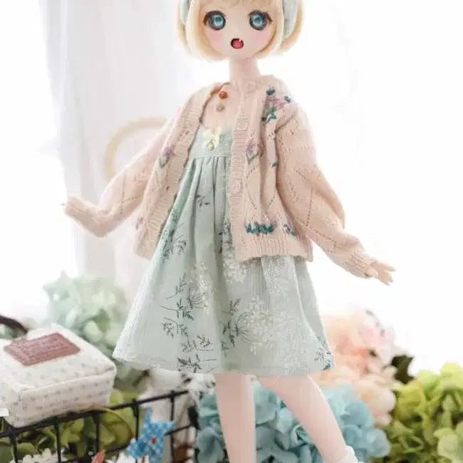 [BUNJANG] Dollhouse MSD MDD Flower Embroidery Cardigan - White / 돌하우스 MSD MDD 꽃자수 가디건 - 화이트