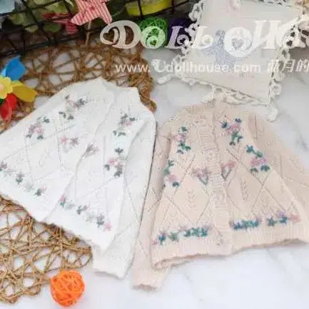 [BUNJANG] Dollhouse MSD MDD Flower Embroidery Cardigan - White / 돌하우스 MSD MDD 꽃자수 가디건 - 화이트