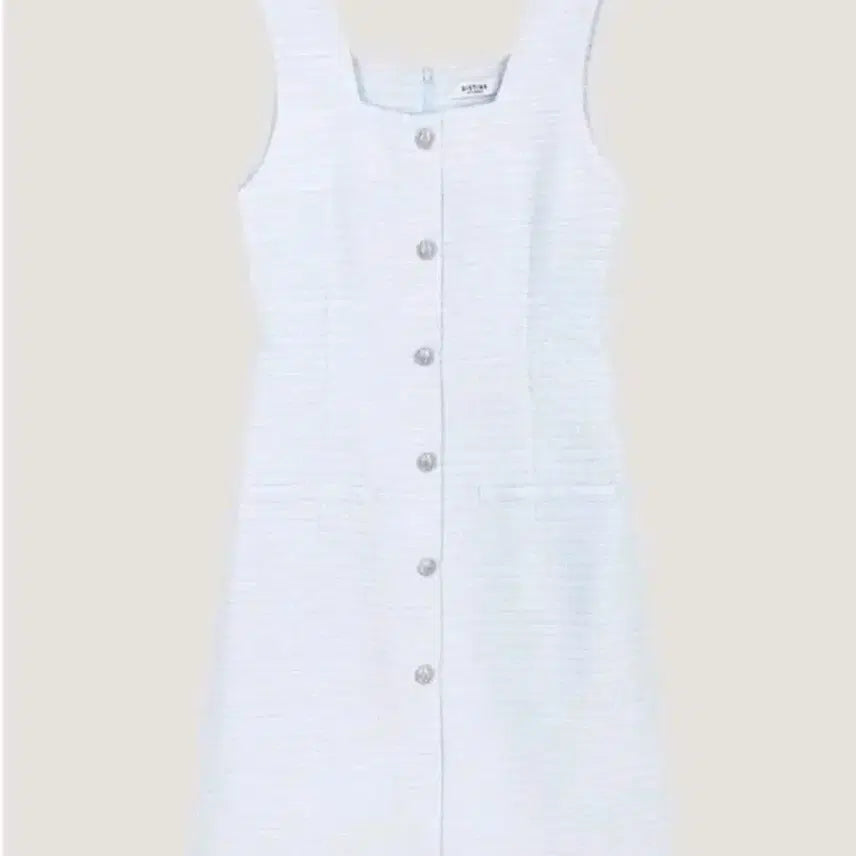 [BUNJANG] Sistina Tweed Button Square Neck One-Piece Dress / 시스티나 트위드 버튼 스퀘어넥 원피스 55