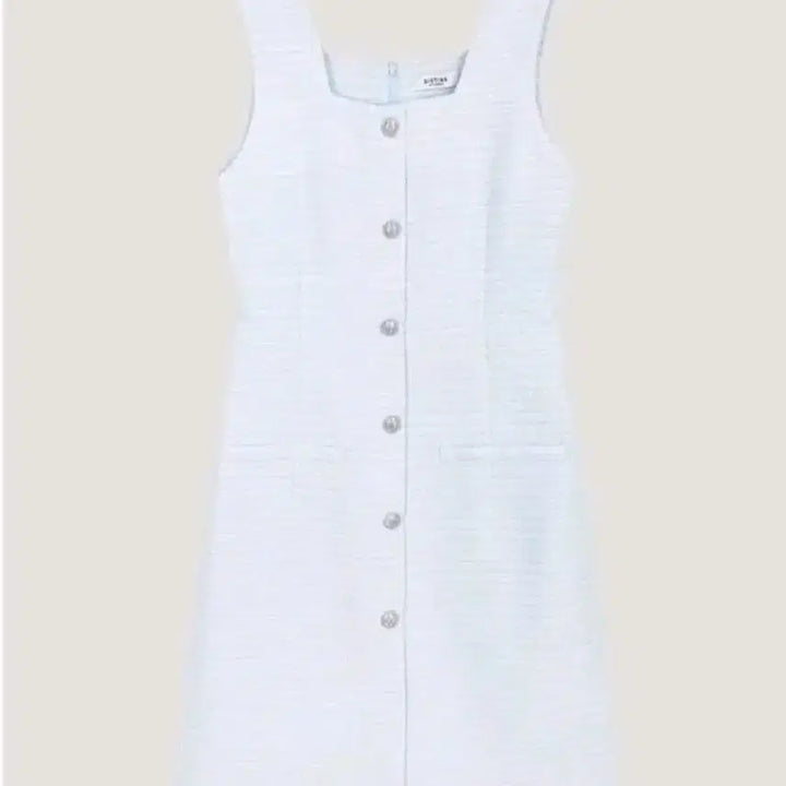 [BUNJANG] Sistina Tweed Button Square Neck One-Piece Dress / 시스티나 트위드 버튼 스퀘어넥 원피스 55
