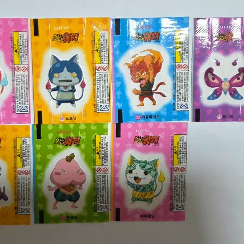 [BUNJANG] Yo-kai Watch Classic Sticker Sheet Set (7 Types) / 일괄) 고전 요괴워치 판박이 7종 레드로 껌
