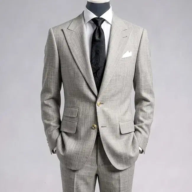 [BUNJANG] Galaxy Luigi Botto Wide Peak Lapel Suit Light Beige / 갤럭시/이태리 루이지보또 와이드 피크드라펠 수트/100-105, 32
