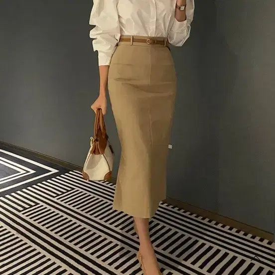 [BUNJANG] The J.S.u Label Cotton Mermaid Skirt / 더제이수 제작 레이블 코튼 머메이드스커트 s