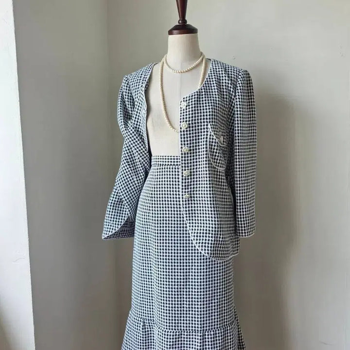 [BUNJANG] Regence Houndstooth Check Tweed Setup Suit / 일본 명품 빈티지 REGENCE 하운드투스 체크 셋업