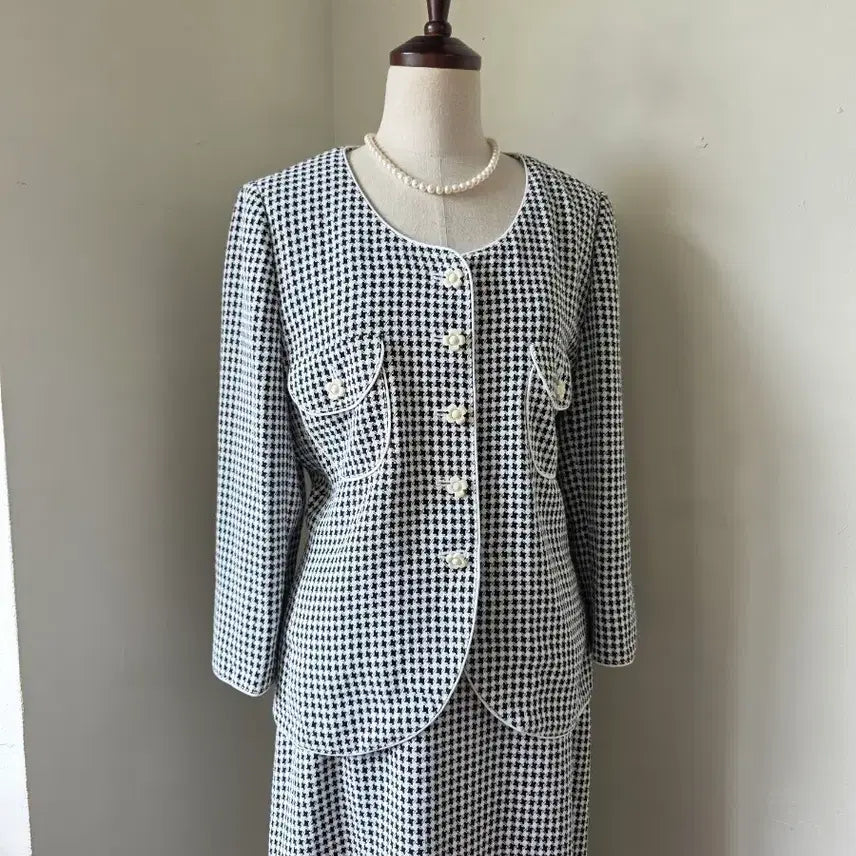 [BUNJANG] Regence Houndstooth Check Tweed Setup Suit / 일본 명품 빈티지 REGENCE 하운드투스 체크 셋업