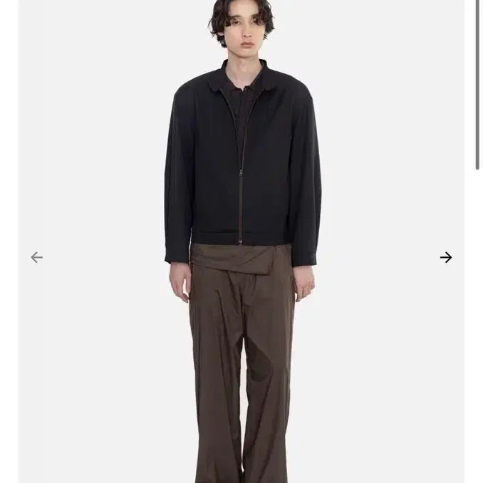[BUNJANG] Amomento Wool Stripe Zip-Up Jumper, Black / [L]  아모멘토 울 스트라이프 집 업 점퍼, 블랙