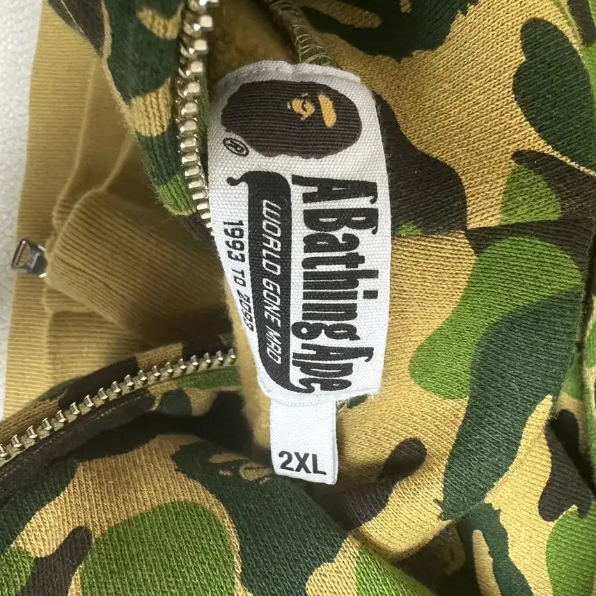 [BUNJANG] BAPE ABC Camo Shark Full Zip Hoodie Green 2XL / 베이프 ABC 카모 샤크 풀집 후드집업 그린 2XL