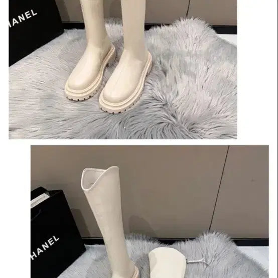[BUNJANG] Platform Long Boots - Ivory/Beige/Black / 롱부츠 플랫폼 부츠 아이보리/베이지/블랙