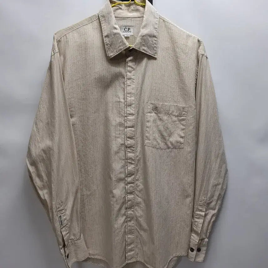 [BUNJANG] CP Company Striped Long Sleeve Shirt Beige / CP컴퍼니 셔츠 스트라이프 긴팔 남방 베이지 100