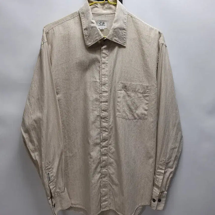[BUNJANG] CP Company Striped Long Sleeve Shirt Beige / CP컴퍼니 셔츠 스트라이프 긴팔 남방 베이지 100