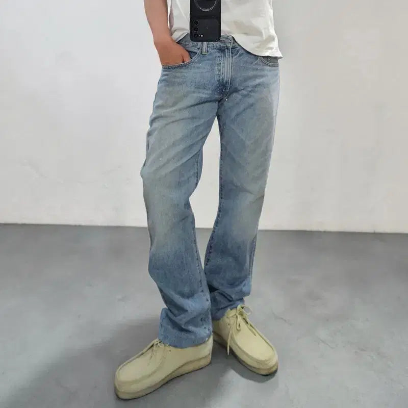 [BUNJANG] Polo Ralph Lauren Hampton Straight Selvedge Jeans Light Blue Cotton 100% (Size 33) / 폴로 랄플로렌 셀비지 청바지 33 M0409