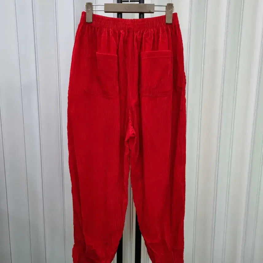 [BUNJANG] Red Corduroy Cargo Jogger Pants / 레드 코듀로이 카고 조거 팬츠