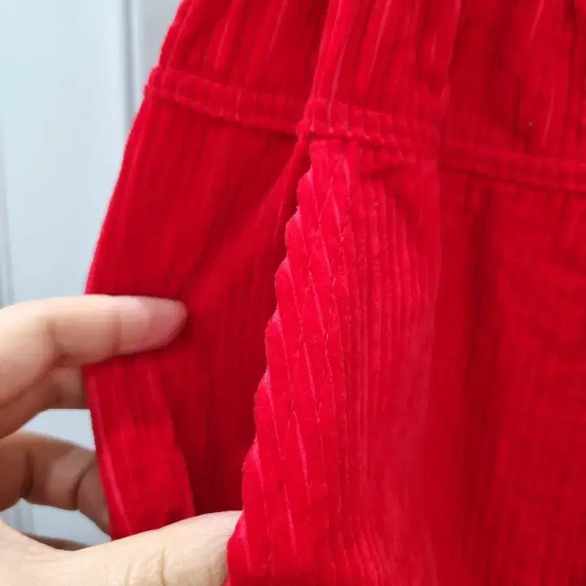 [BUNJANG] Red Corduroy Cargo Jogger Pants / 레드 코듀로이 카고 조거 팬츠