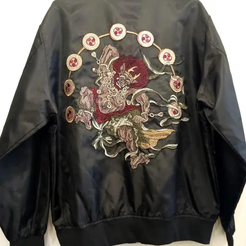 [BUNJANG] Vintage Fujin Embroidered Sukajan Bomber Jacket (L) / 빈티지 풍신 자수 스카잔 봄버 자켓/ L