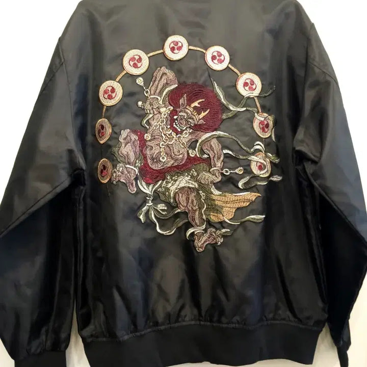 [BUNJANG] Vintage Fujin Embroidered Sukajan Bomber Jacket (L) / 빈티지 풍신 자수 스카잔 봄버 자켓/ L