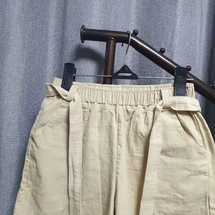 [BUNJANG] Linen Blend Belted Banding Shorts / 허리끈 린넨 밴딩 반바지