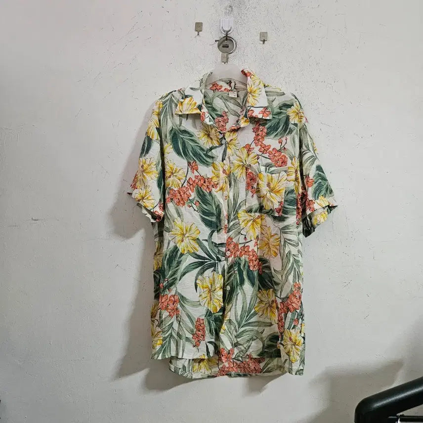 [BUNJANG] Flower Print Short Sleeve Shirt Hawaiian Style / 플라워 프린트 반팔 셔츠 하와이안 스타일