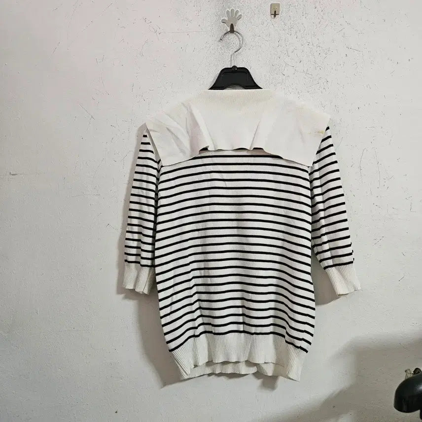 [BUNJANG] TOPTEN Sailor Collar Stripe Short Sleeve Knit / 탑텐 세일러 카라 스트라이프 반팔 니트