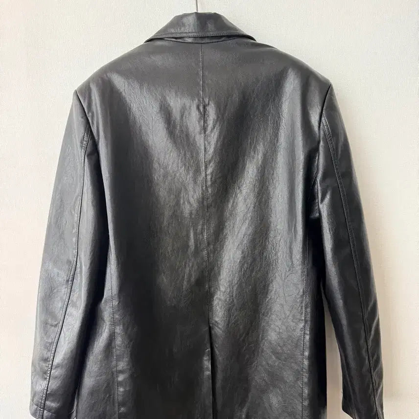[BUNJANG] Le Black Leather Oversized Jacket / Le 르 레더 자켓 블랙 오버핏 가죽자켓