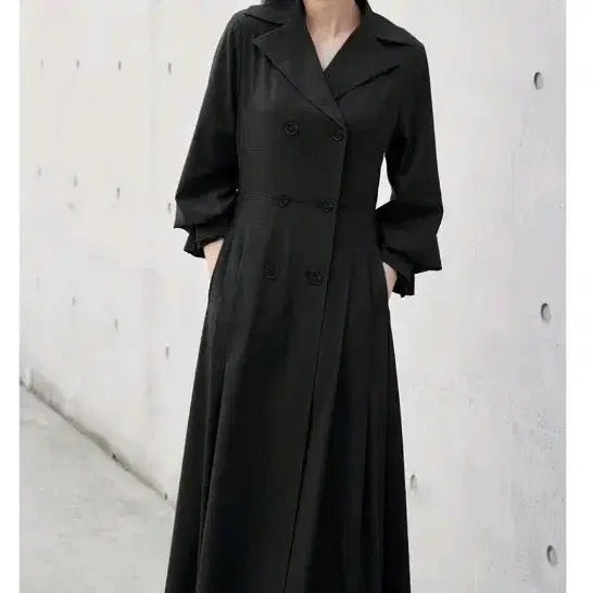 [BUNJANG] Zstudio Wool Blend Black Trench Dress / 미착용) 지스튜디오 울혼방 블랙 트렌치 원피스