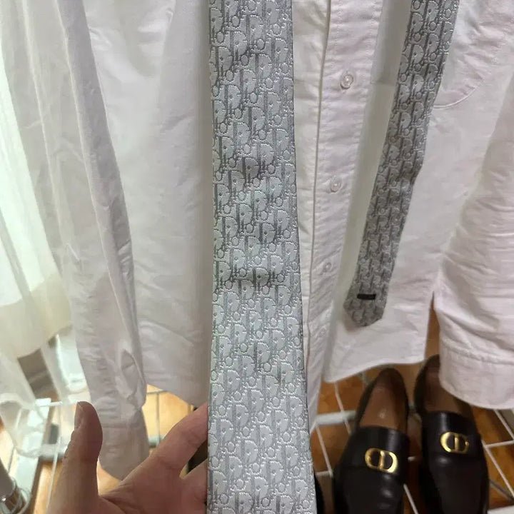 [BUNJANG] Dior Homme Oblique Silk Necktie Mint/Gray / 디올옴므 오블리크 실크넥타이 민트/그레이