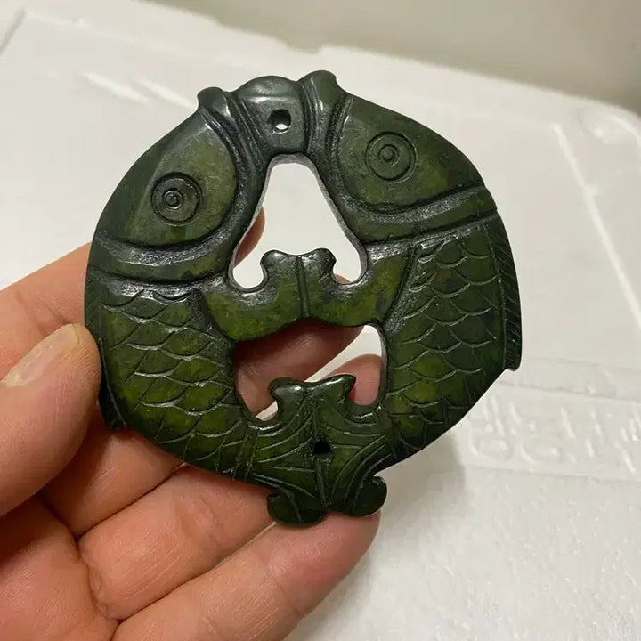[BUNJANG] Jade Carving of Two Kissing Fish / 물고기 두마리가 키스하는 옥조형   /요316