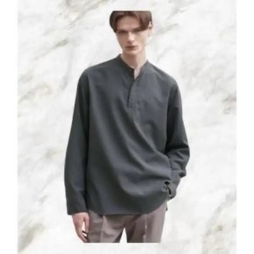 [BUNJANG] Drawfit Linen Collar Pullover T-Shirt / 드로우핏 린넨 카라 풀오버 티셔츠