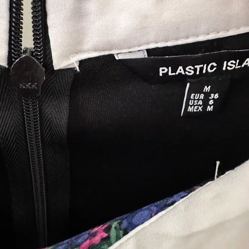 [BUNJANG] Plastic Island Flower Color-Block Collar Mini Dress / 플라스틱아일랜드 플라워 배색 카라 원피스