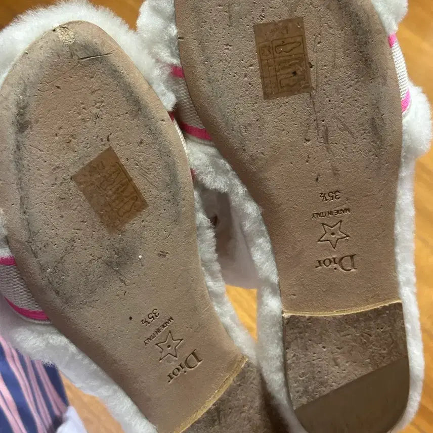 [BUNJANG] Dior Shearling Fuchsia Logo Slides Sandals Women&