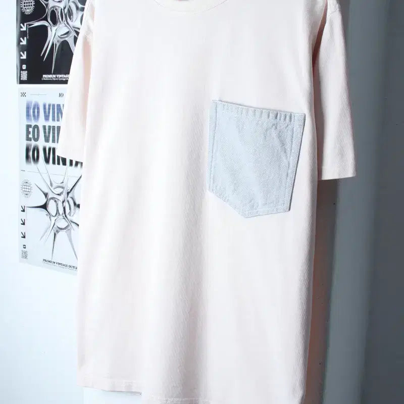[BUNJANG] COS Pink Pocket Short Sleeve T-Shirt / (M-XL) 코스 반팔 티셔츠 연핑크 포켓 놈코어-75AB