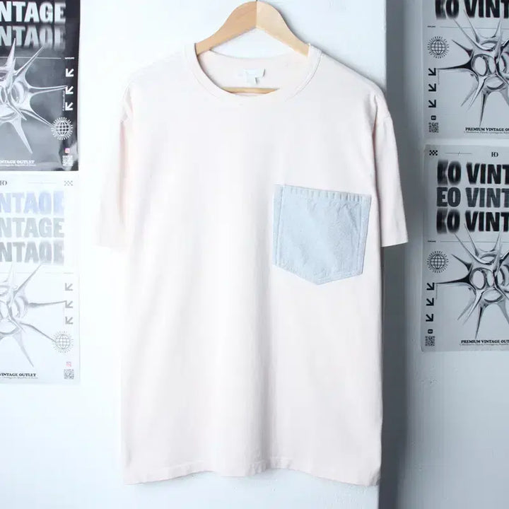 [BUNJANG] COS Pink Pocket Short Sleeve T-Shirt / (M-XL) 코스 반팔 티셔츠 연핑크 포켓 놈코어-75AB