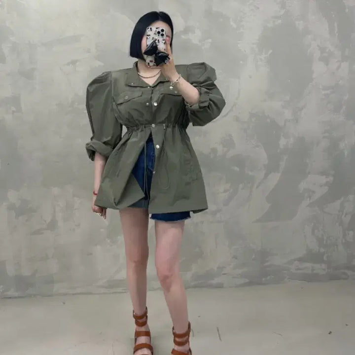 [BUNJANG] Antique J. Jinbanny Beekeeper Puff Blouson Jacket Khaki / 엔티크제이 진바니 비키퍼프야상 카키