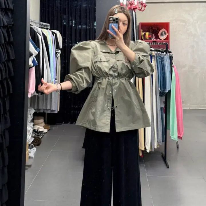 [BUNJANG] Antique J. Jinbanny Beekeeper Puff Blouson Jacket Khaki / 엔티크제이 진바니 비키퍼프야상 카키