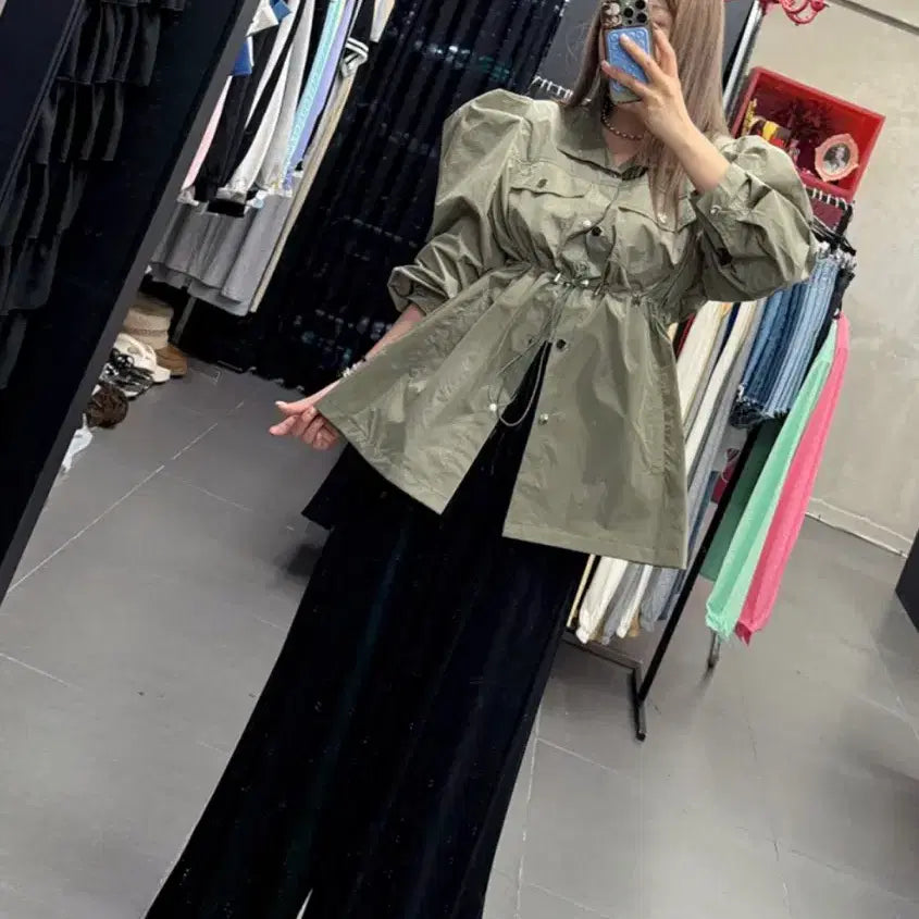 [BUNJANG] Antique J. Jinbanny Beekeeper Puff Blouson Jacket Khaki / 엔티크제이 진바니 비키퍼프야상 카키