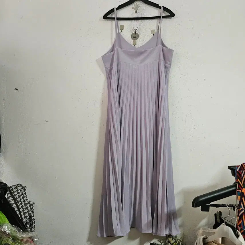 [BUNJANG] Lavender Pleated Long Dress / 라벤더 플리츠 롱 원피스