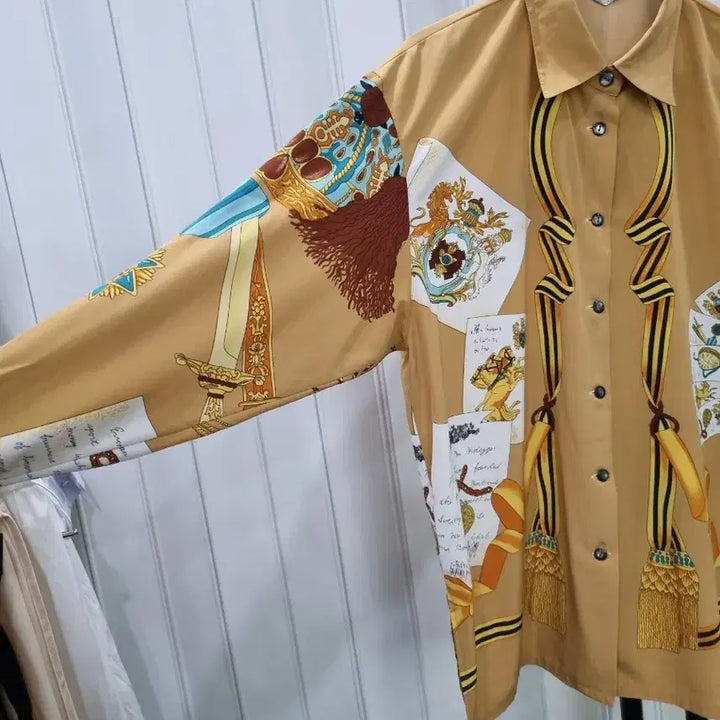 [BUNJANG] Vintage Patterned Brown Shirt / 패턴 브라운 빈티지 셔츠