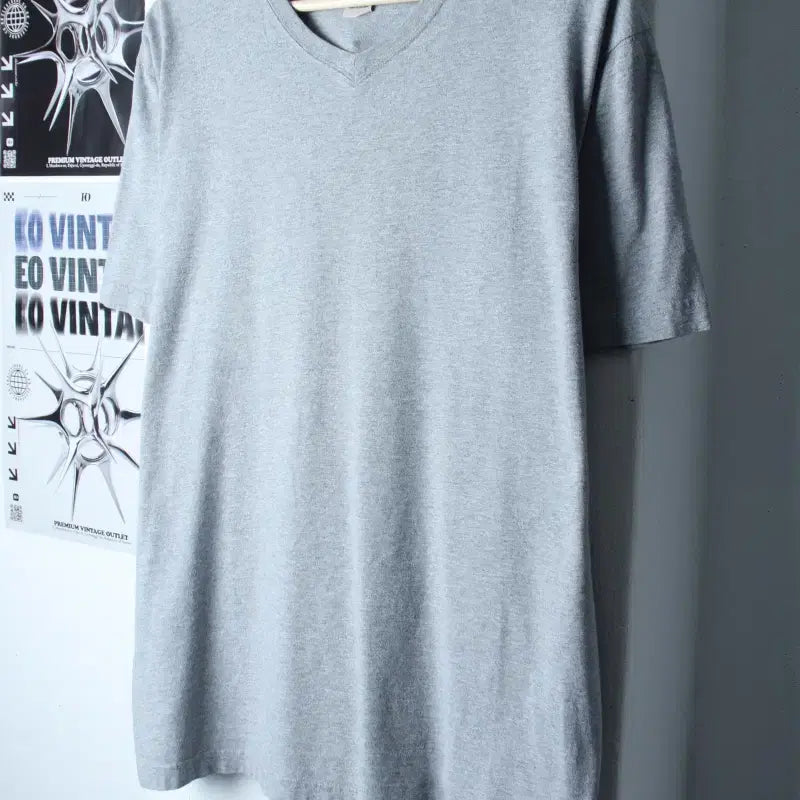 [BUNJANG] L-XL L.L.Bean V-Neck T-Shirt Grey Basic / (L-XL) 엘엘빈 반팔 티셔츠 브이넥 그레이 무지 기본-75AF