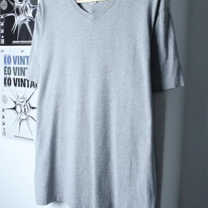 [BUNJANG] L-XL L.L.Bean V-Neck T-Shirt Grey Basic / (L-XL) 엘엘빈 반팔 티셔츠 브이넥 그레이 무지 기본-75AF