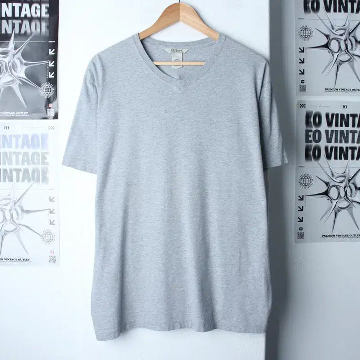 [BUNJANG] L-XL L.L.Bean V-Neck T-Shirt Grey Basic / (L-XL) 엘엘빈 반팔 티셔츠 브이넥 그레이 무지 기본-75AF