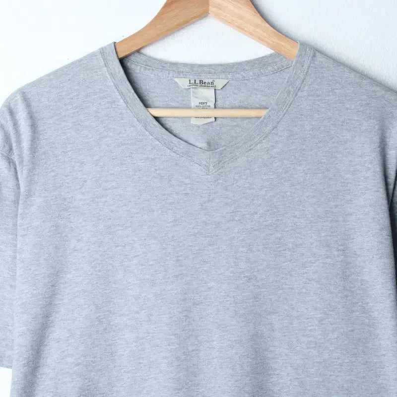 [BUNJANG] L-XL L.L.Bean V-Neck T-Shirt Grey Basic / (L-XL) 엘엘빈 반팔 티셔츠 브이넥 그레이 무지 기본-75AF