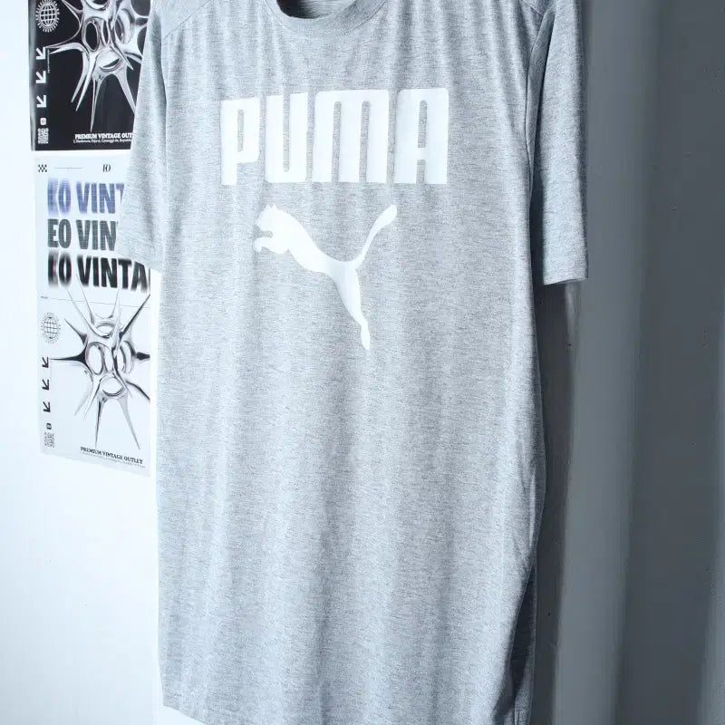 [BUNJANG] Puma Big Logo Performance T-Shirt Grey (L-XL) / (L-XL) 퓨마 반팔 티셔츠 빅로고 기능성 그레이-75B0