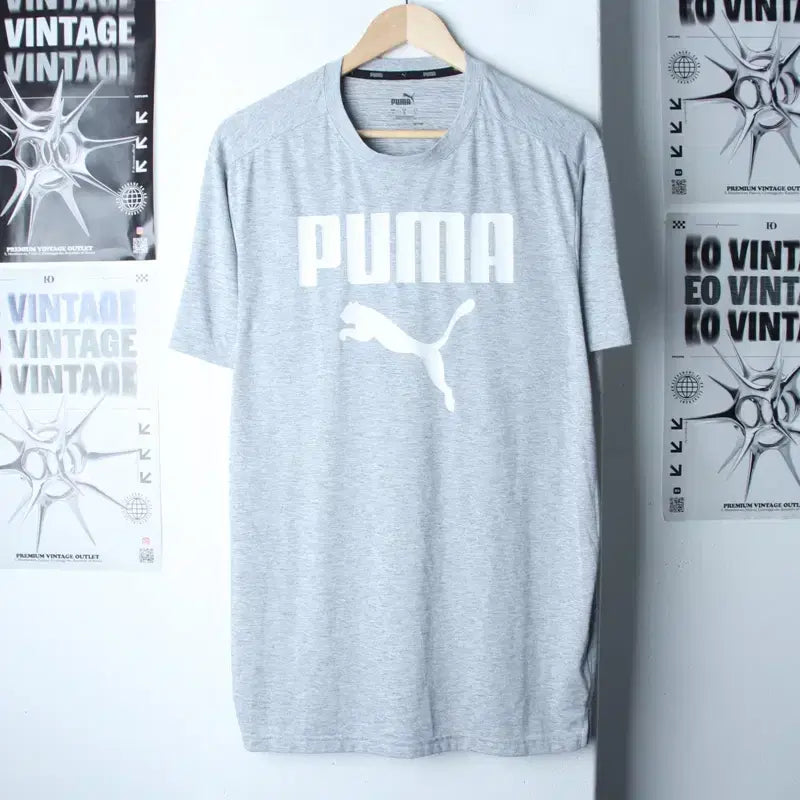[BUNJANG] Puma Big Logo Performance T-Shirt Grey (L-XL) / (L-XL) 퓨마 반팔 티셔츠 빅로고 기능성 그레이-75B0